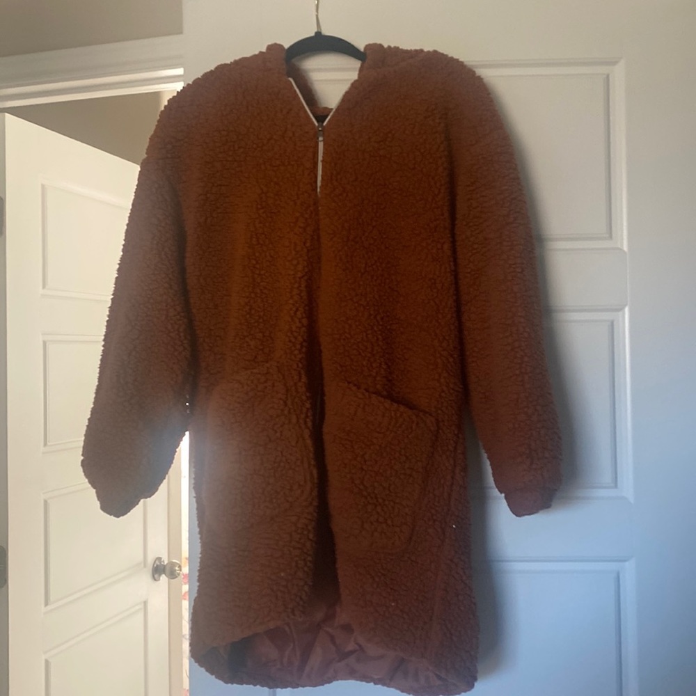 Burnt orange teddy bear jacket